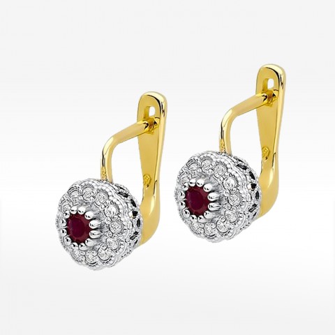 Złote kolczyki z rubinem