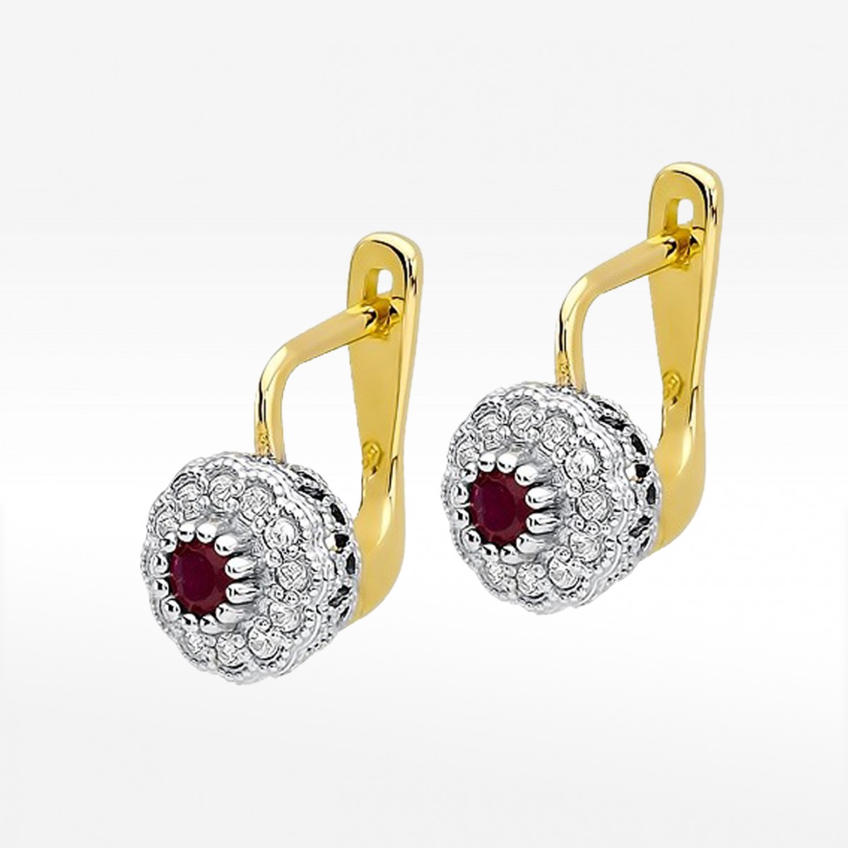 Złote kolczyki z rubinem