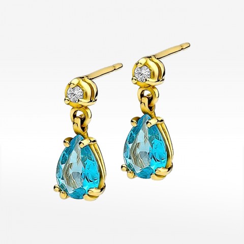 Złote kolczyki z topazem