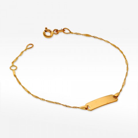 Delikatna bransoletka ze złota z blaszką