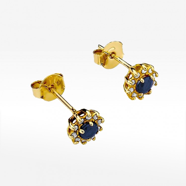 Złote kolczyki z szafirem