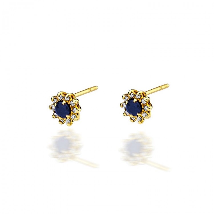 Złote kolczyki z szafirem
