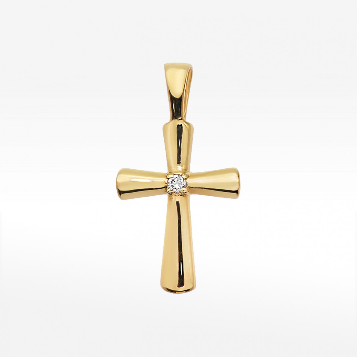 Złota zawieszka krzyżyk z diamentami