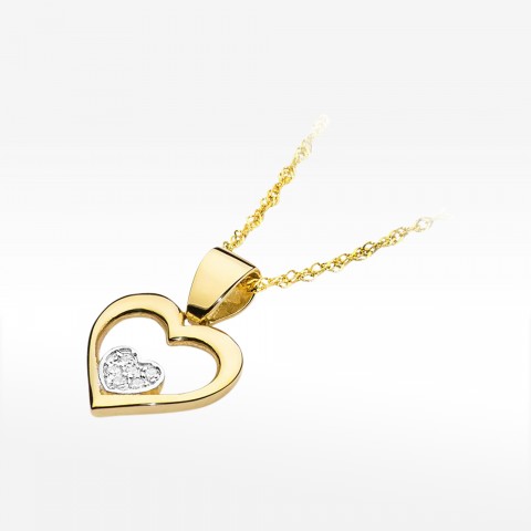 Złota zawieszka serce z diamentami
