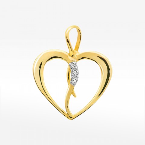 Złota zawieszka serce z diamentami