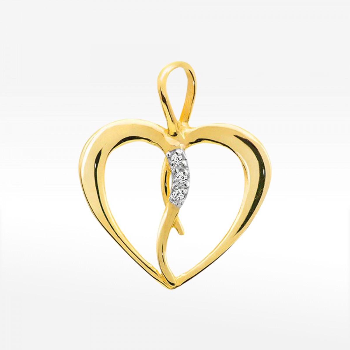 Złota zawieszka serce z diamentami