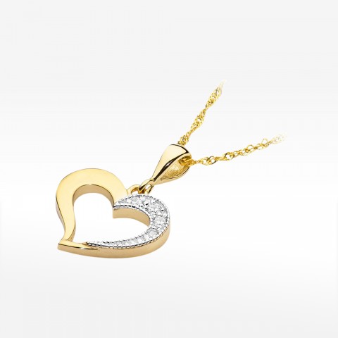 Złota zawieszka serce z diamentami