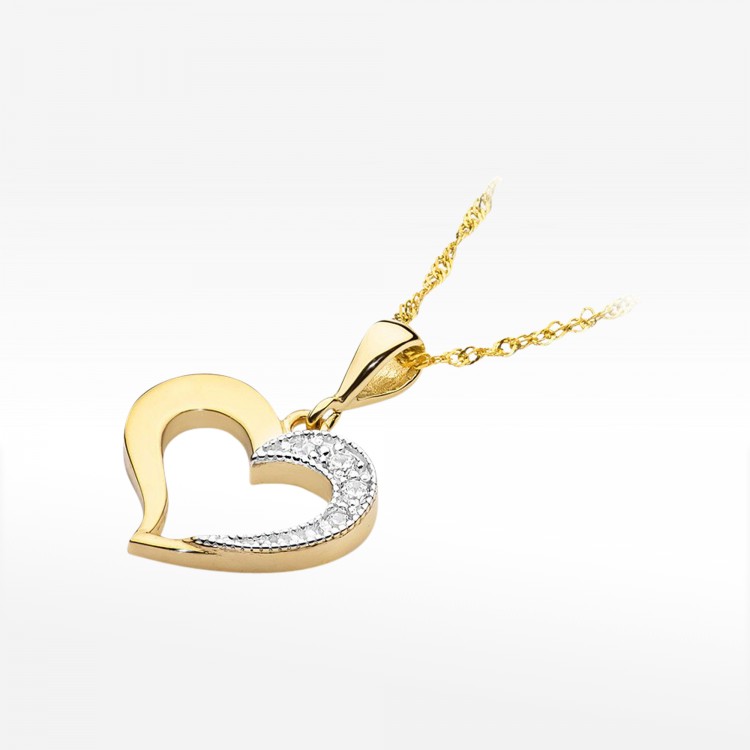 Złota zawieszka serce z diamentami