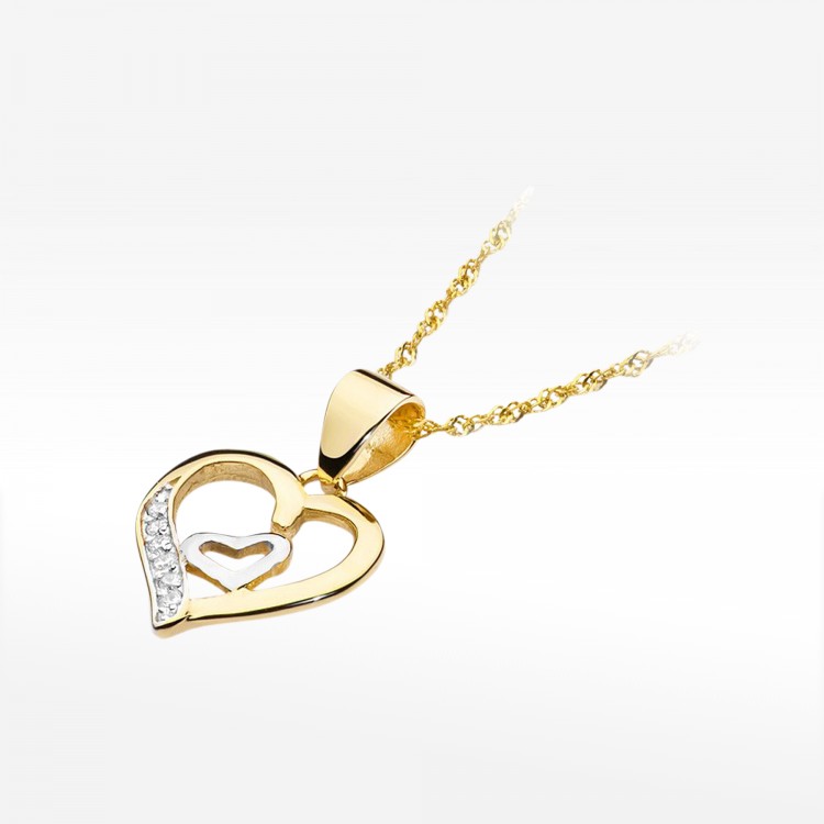 Złota zawieszka serce z diamentami