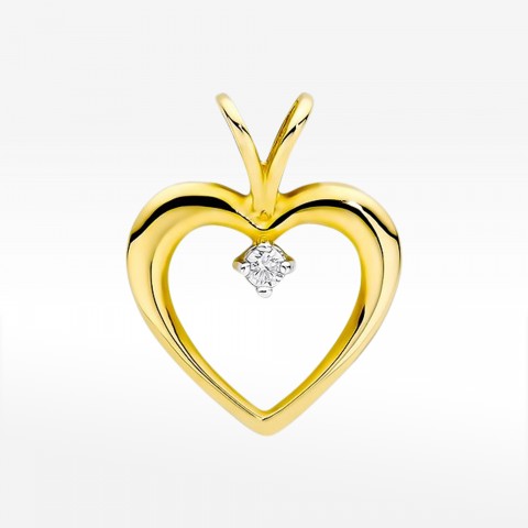 Złota zawieszka serce z diamentami