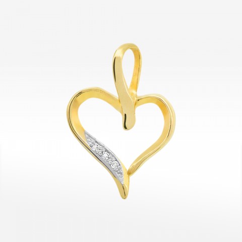 Złota zawieszka serce z diamentami