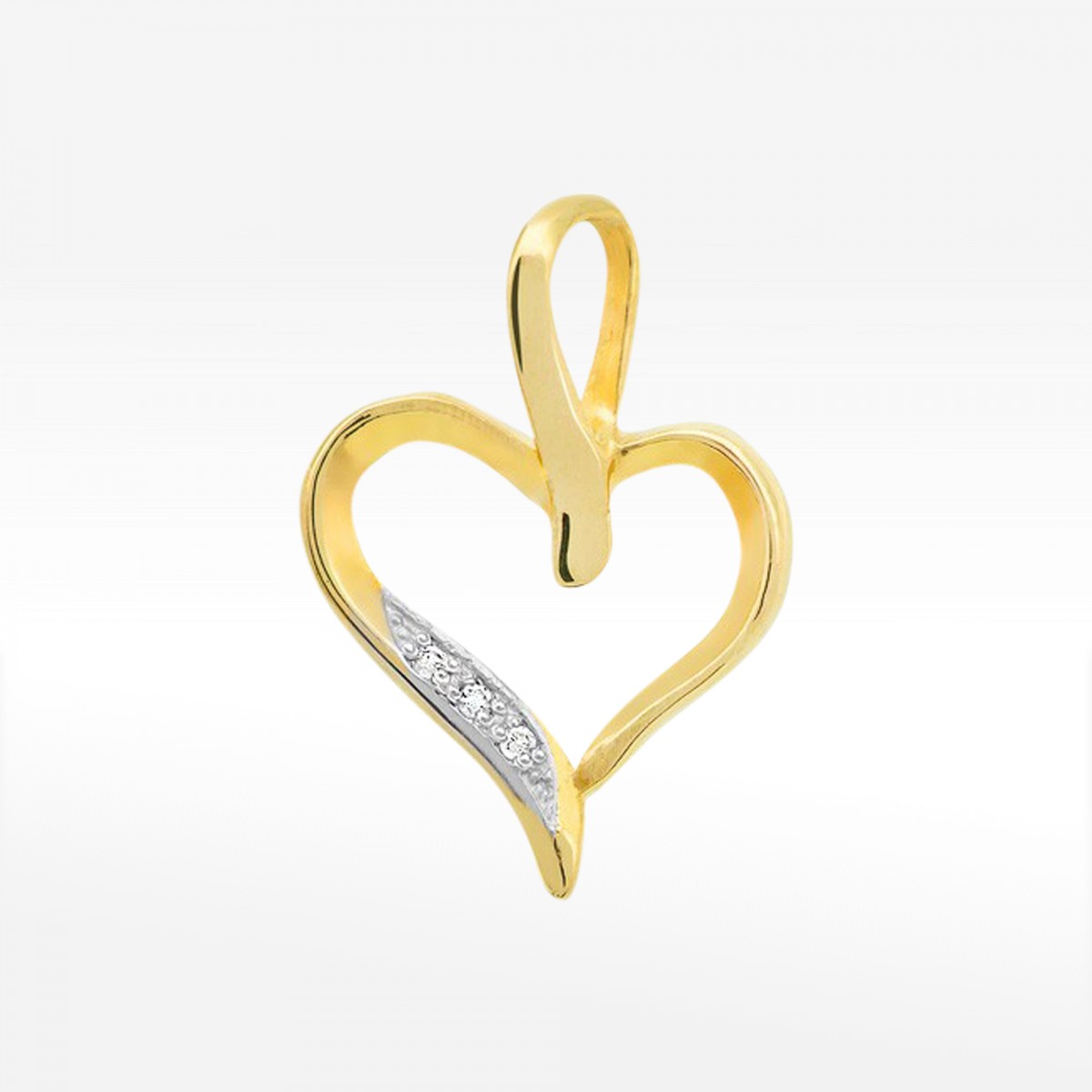 Złota zawieszka serce z diamentami
