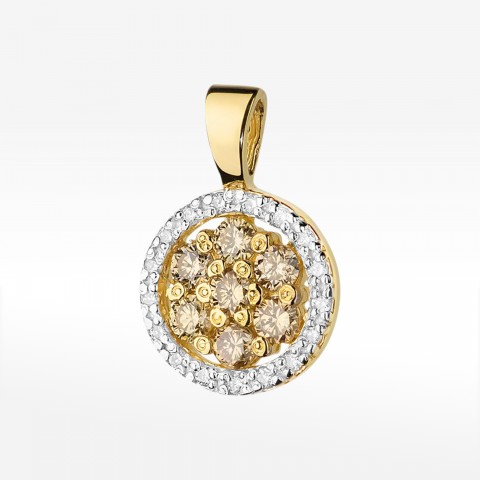 Złota zawieszka z brązowymi diamentami