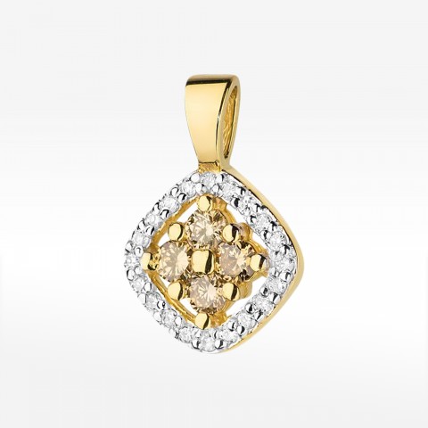 Złota zawieszka z brązowymi diamentami