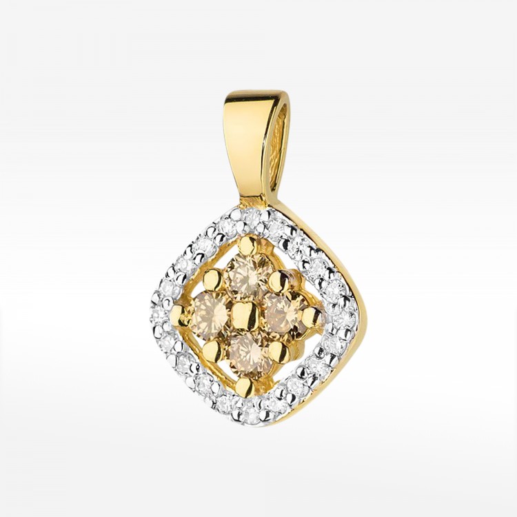 Złota zawieszka z brązowymi diamentami