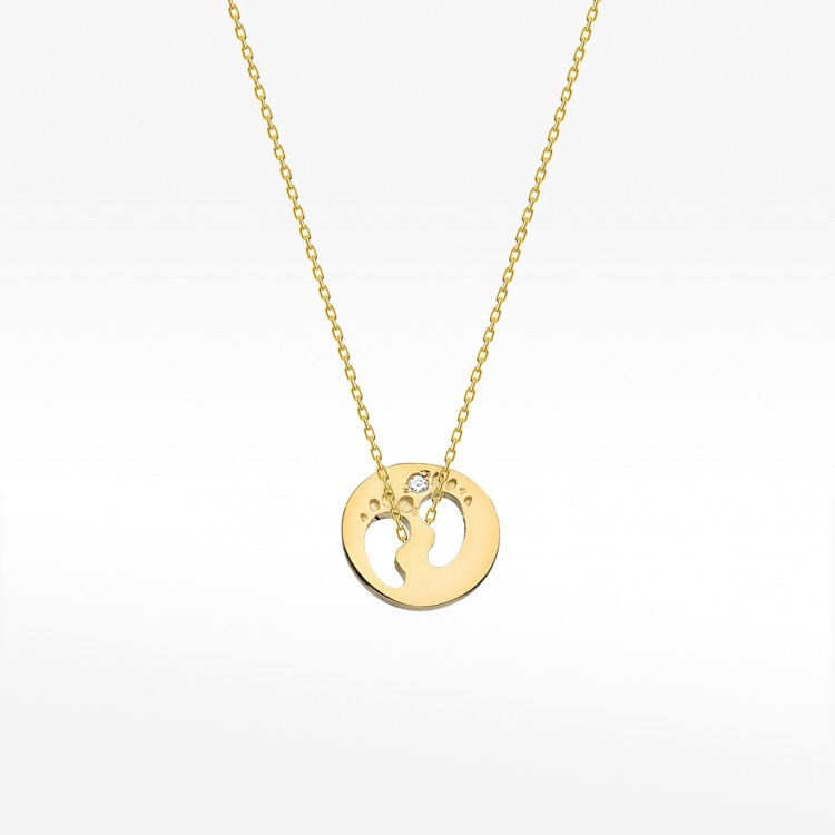 Złota celebrytka stópki z diamentem