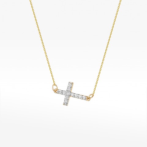 Złota celebrytka z diamentami krzyżyk