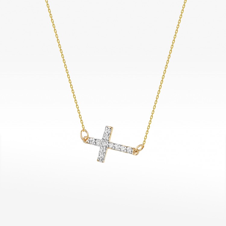 Złota celebrytka z diamentami krzyżyk