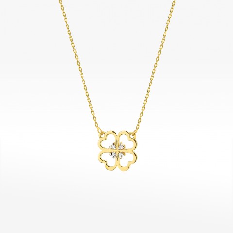 Celebrytka koniczynka z diamentami