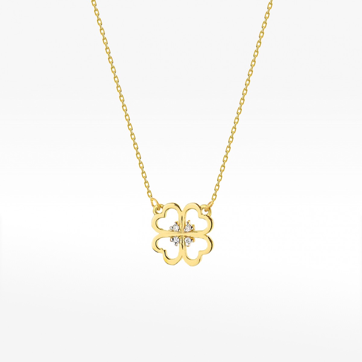 Celebrytka koniczynka z diamentami