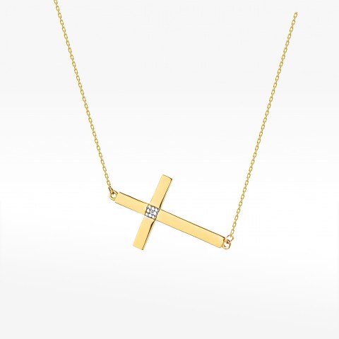 Złota celebrytka krzyżyk z diamentami