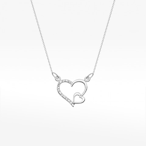 Złota celebrytka z diamentami serduszko białe złoto