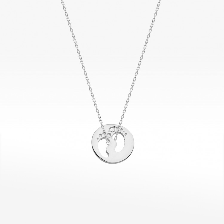 Złota celebrytka stópki z diamentem białe złoto