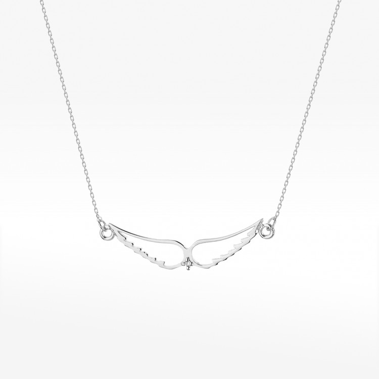 Celebrytka złota z diamentem skrzydełko białe złoto