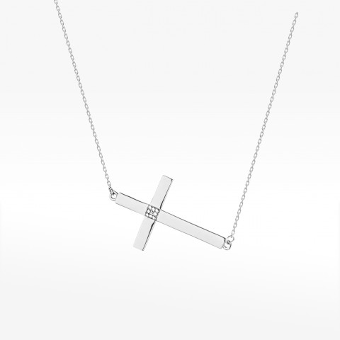 Złota celebrytka krzyżyk z diamentami białe złoto