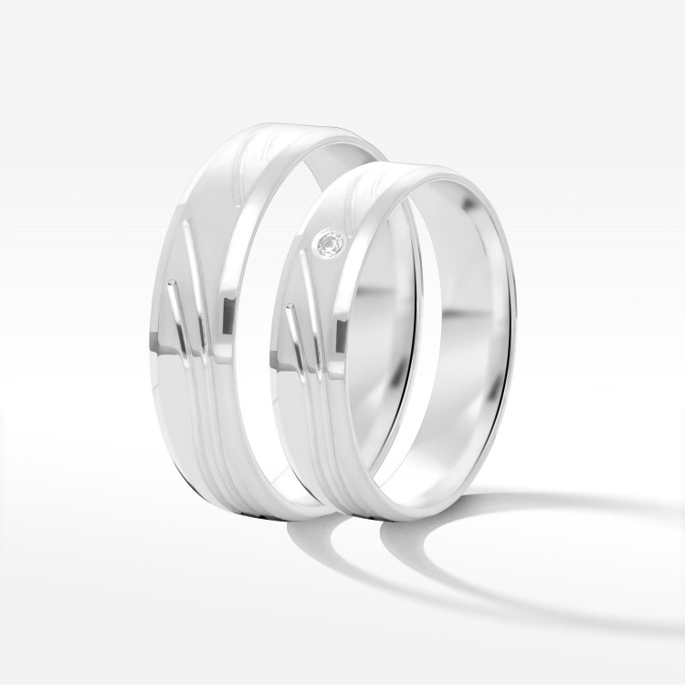 Obrączki ślubne z białego złota 5.5mm fazowane