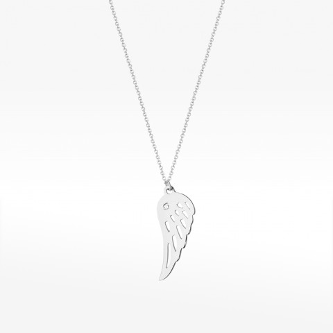 Celebrytka skrzydełko z diamentem z białego złota