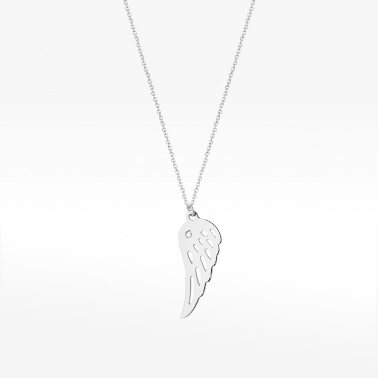 Celebrytka skrzydełko z diamentem z białego złota