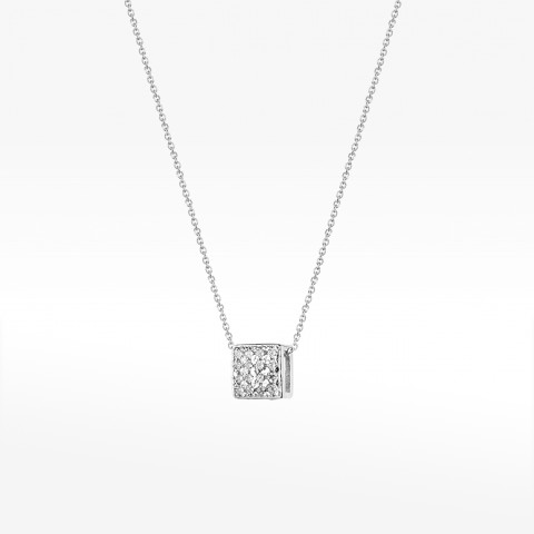 Celebrytka kostka z diamentami z białego złota