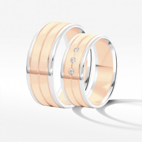 Obrączki ślubne z dwukolorowego złota 7mm