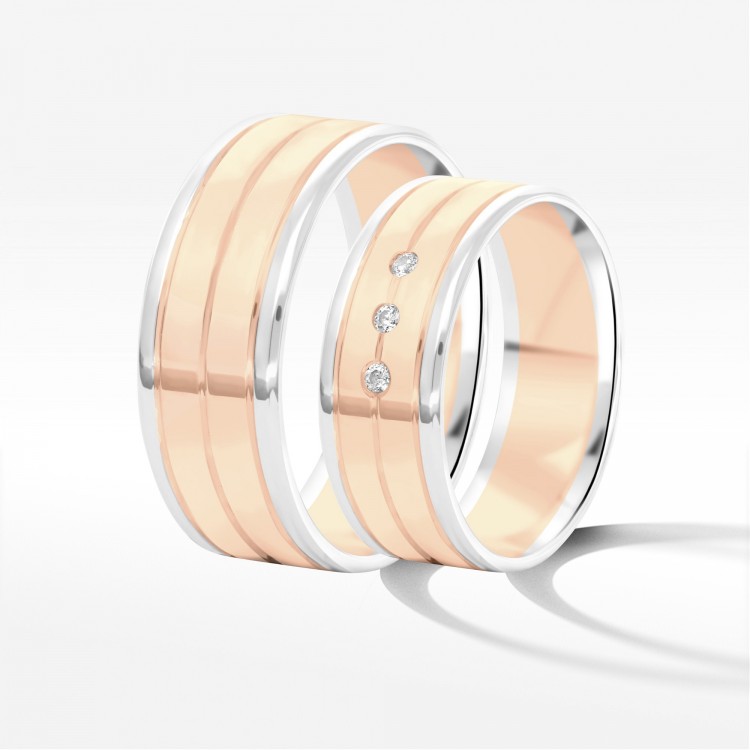 Obrączki ślubne z dwukolorowego złota 7mm