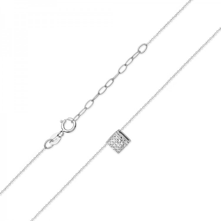 Celebrytka kostka z diamentami z białego złota