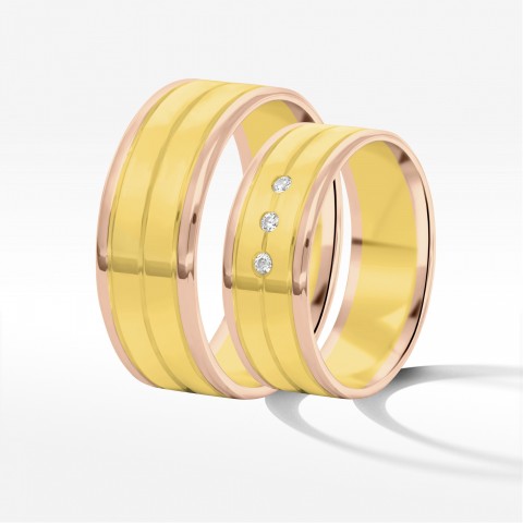 Obrączki ślubne z dwukolorowego złota 7mm