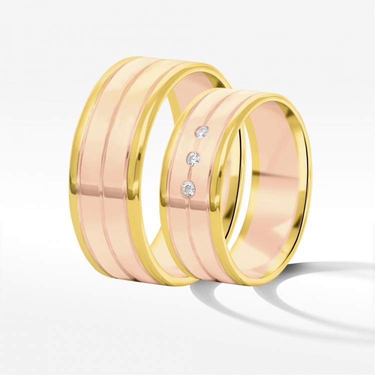 Obrączki ślubne z dwukolorowego złota 7mm