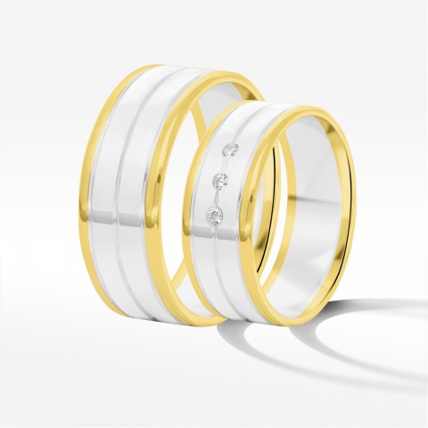 Obrączki ślubne z dwukolorowego złota 7mm