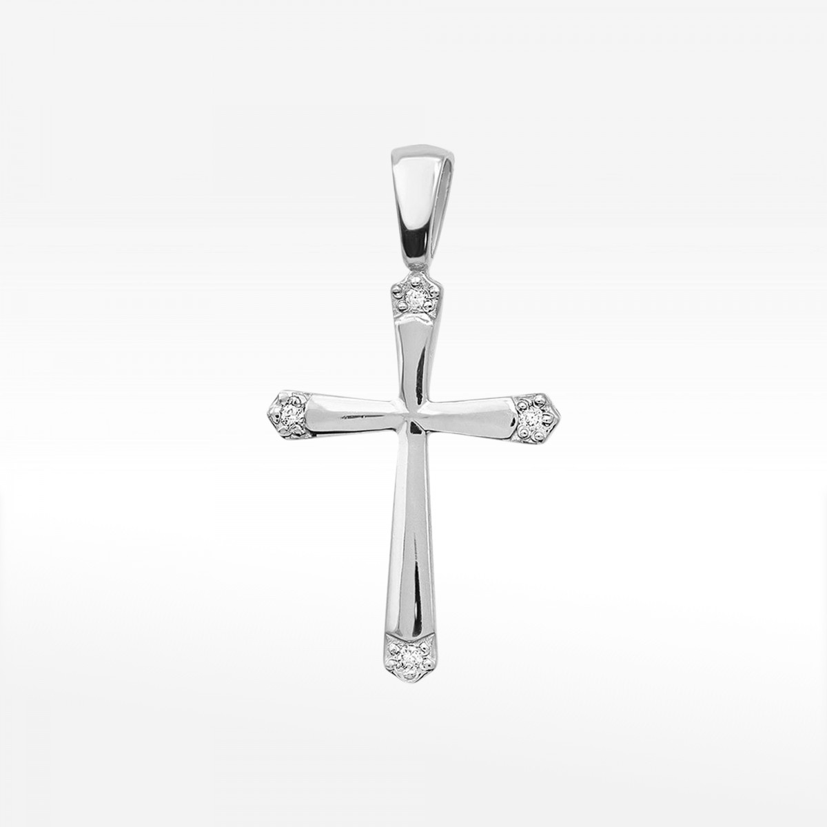 Złota zawieszka krzyżyk z diamentami z białego złota