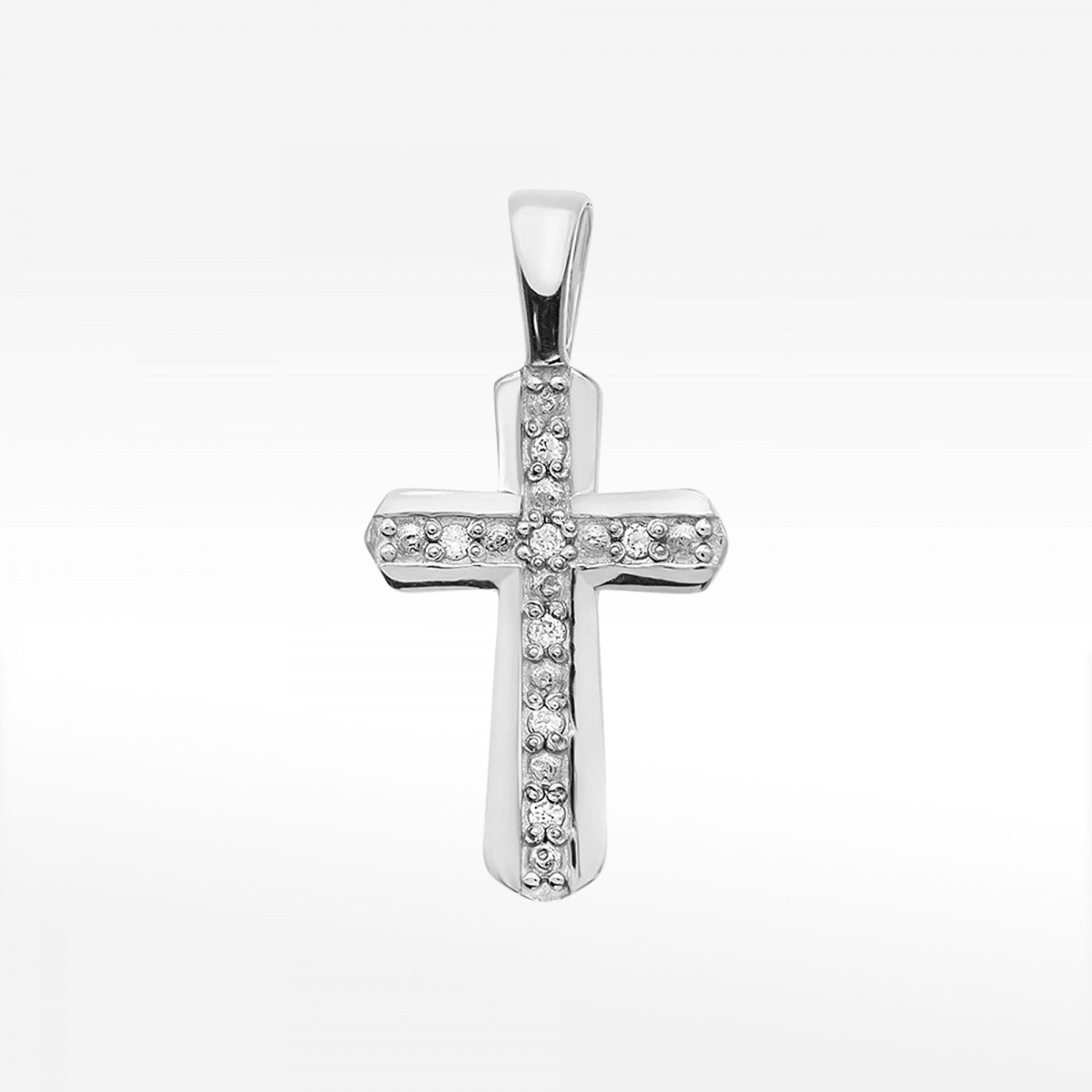 Złota zawieszka krzyżyk z diamentami z białego złota