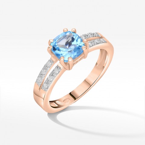 Pierścionek z topazem i diamentami