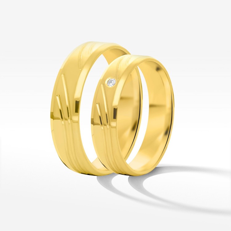 Obrączki ślubne z żółtego złota 5.5mm fazowane