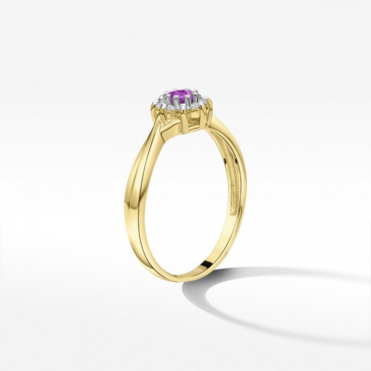 Pierścionek z amestytem i diamentami