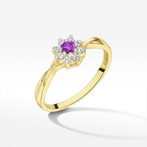 Pierścionek z amestytem i diamentami