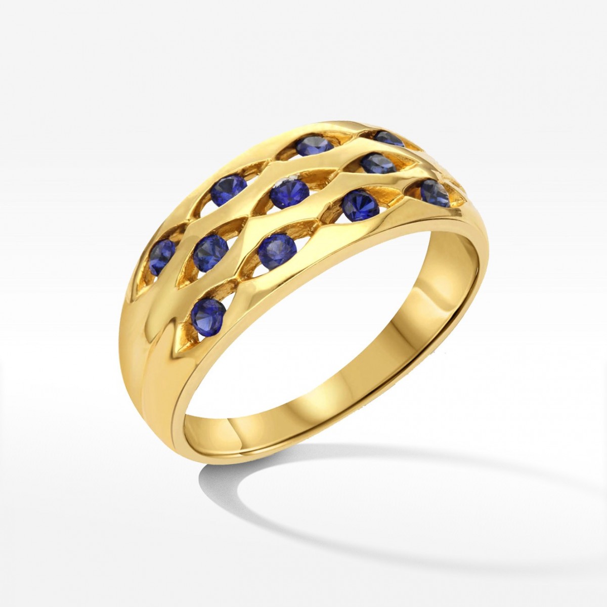 Pierścionek ze złota z fioletowymi cyrkoniami