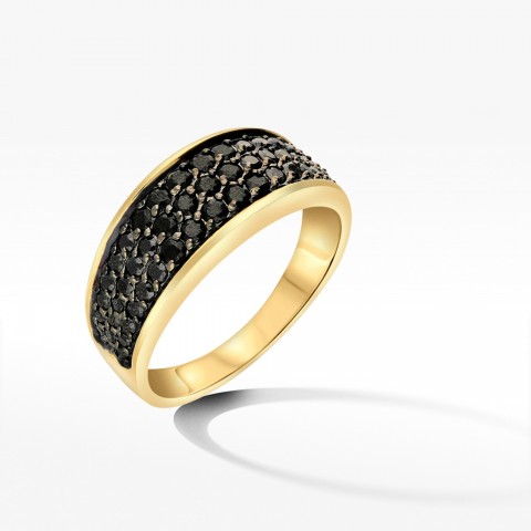 Złoty pierścionek z czarnymi cyrkoniami