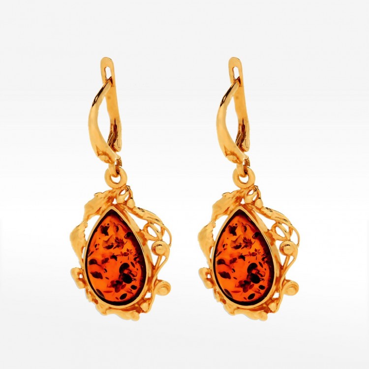 Kolczyki ze złota z bursztynem