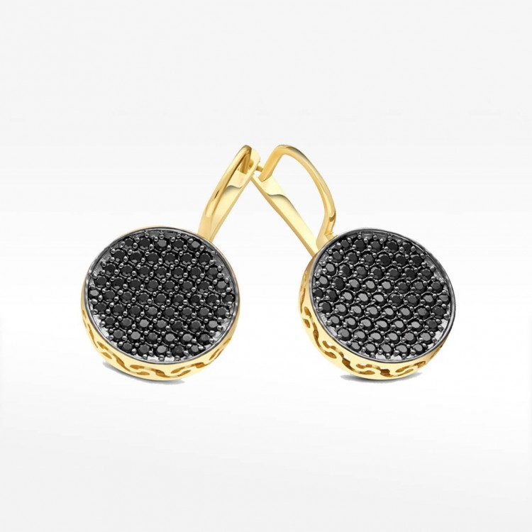 Kolczyki ze złota z czarnymi cyrkoniami