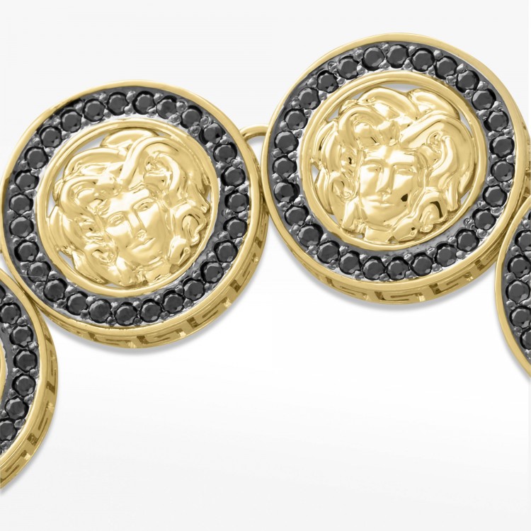 Bransoletka ze złota Medusa z czarnymi cyrkoniami 19cm